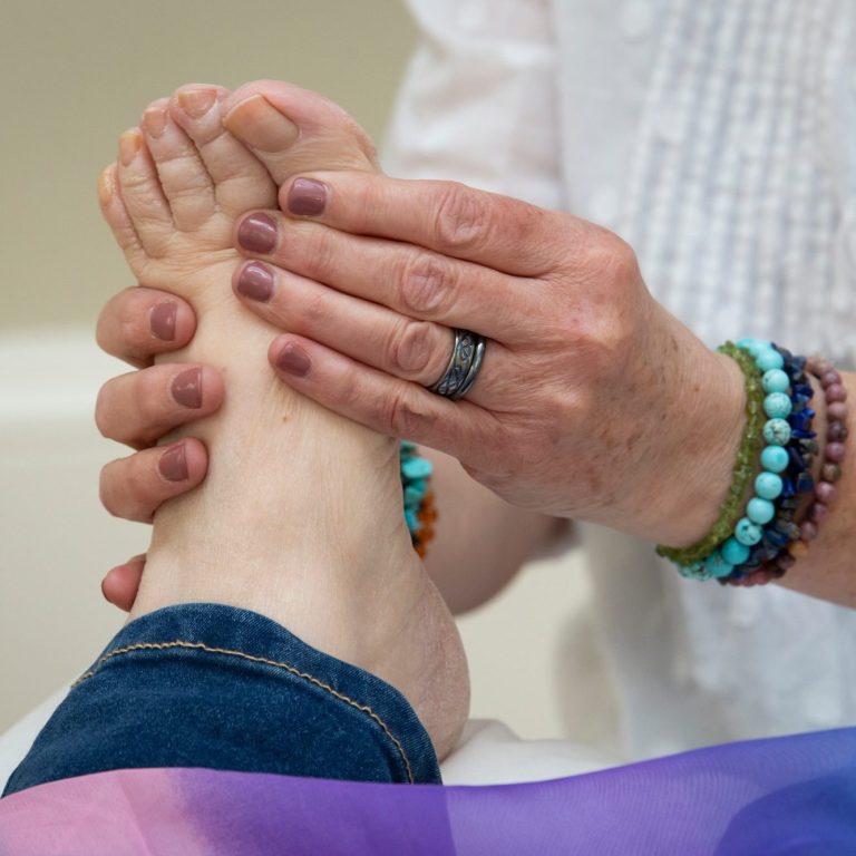 Foot having reflexology treatment